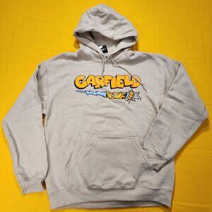 Garfield Nickelodeon Scratching Claws Hanging On Hoodie Sweatshirt Beige Size M